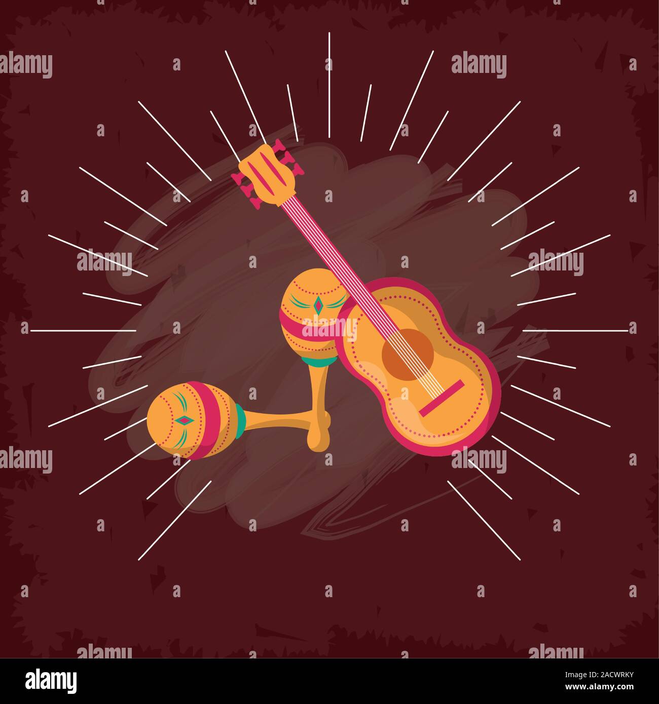 maracas and guitar mexican culture Stock Vector Image & Art - Alamy