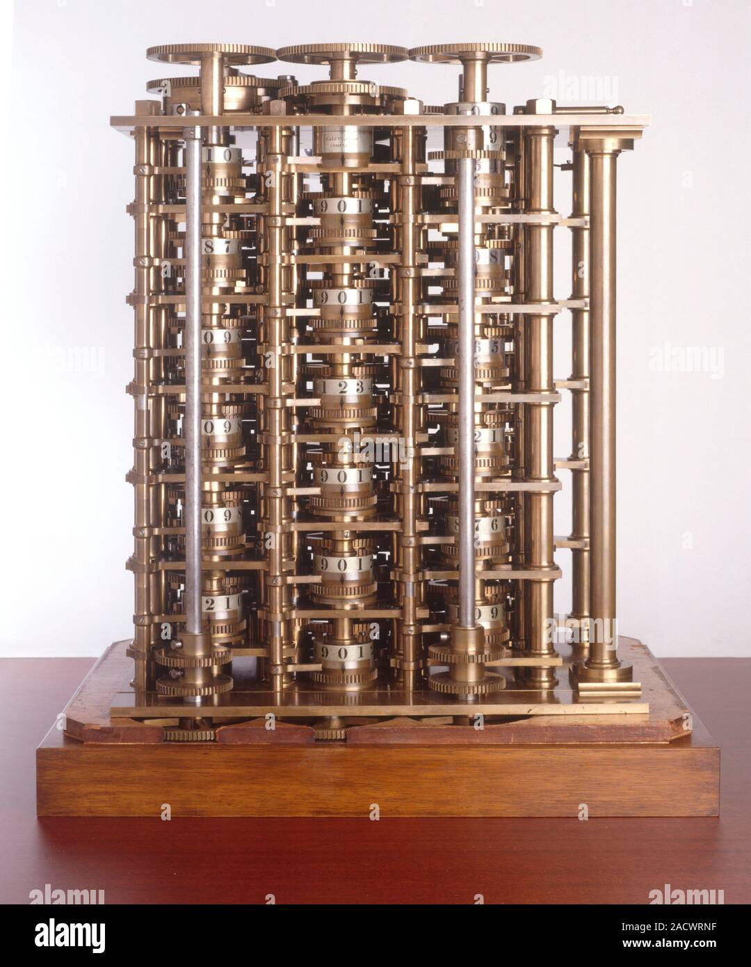 Replica of mechanical calculator invented by Leonardo Da Vinci Stock