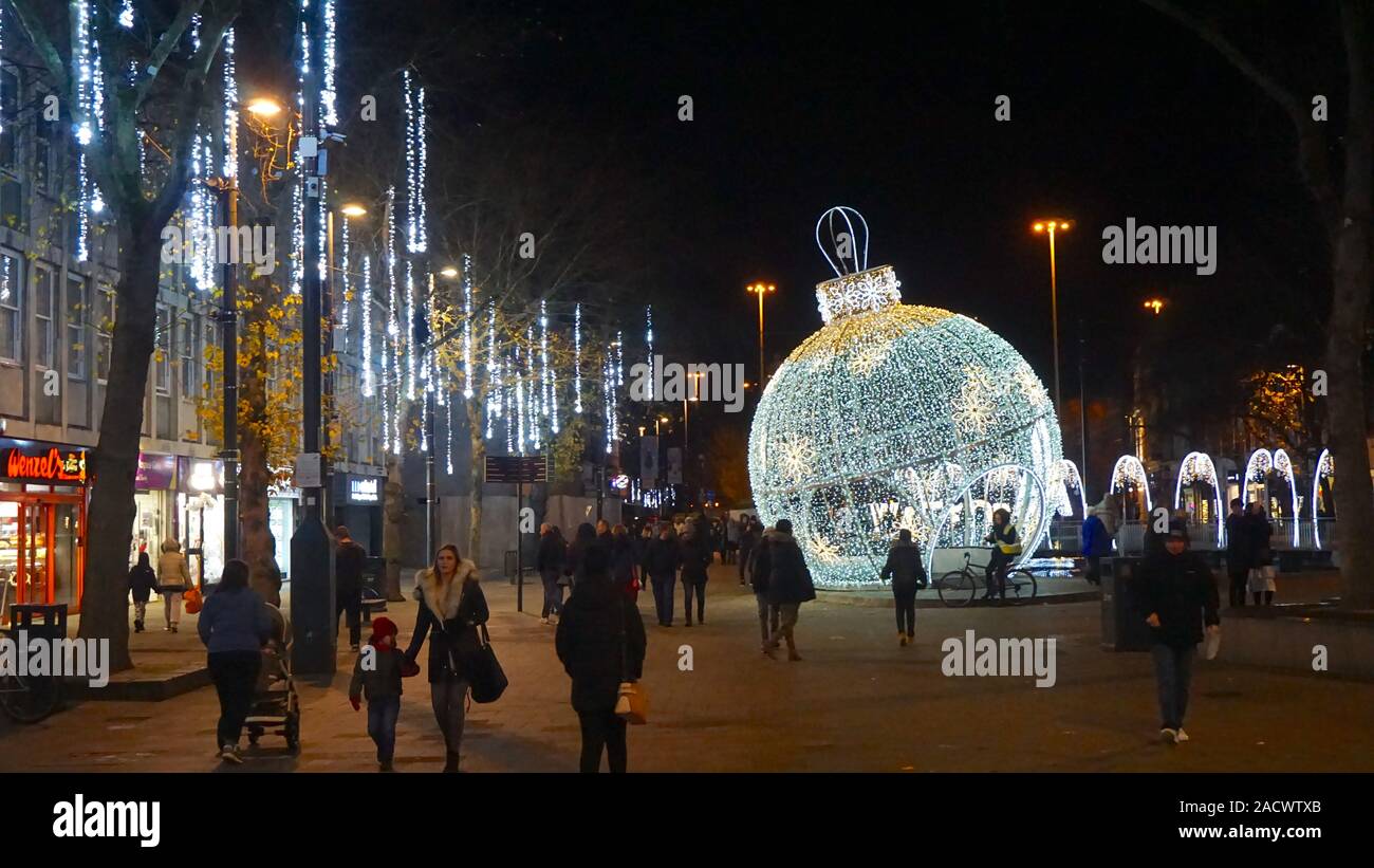 Christmas decorations in Watford, London, United Kingdom Stock Photo