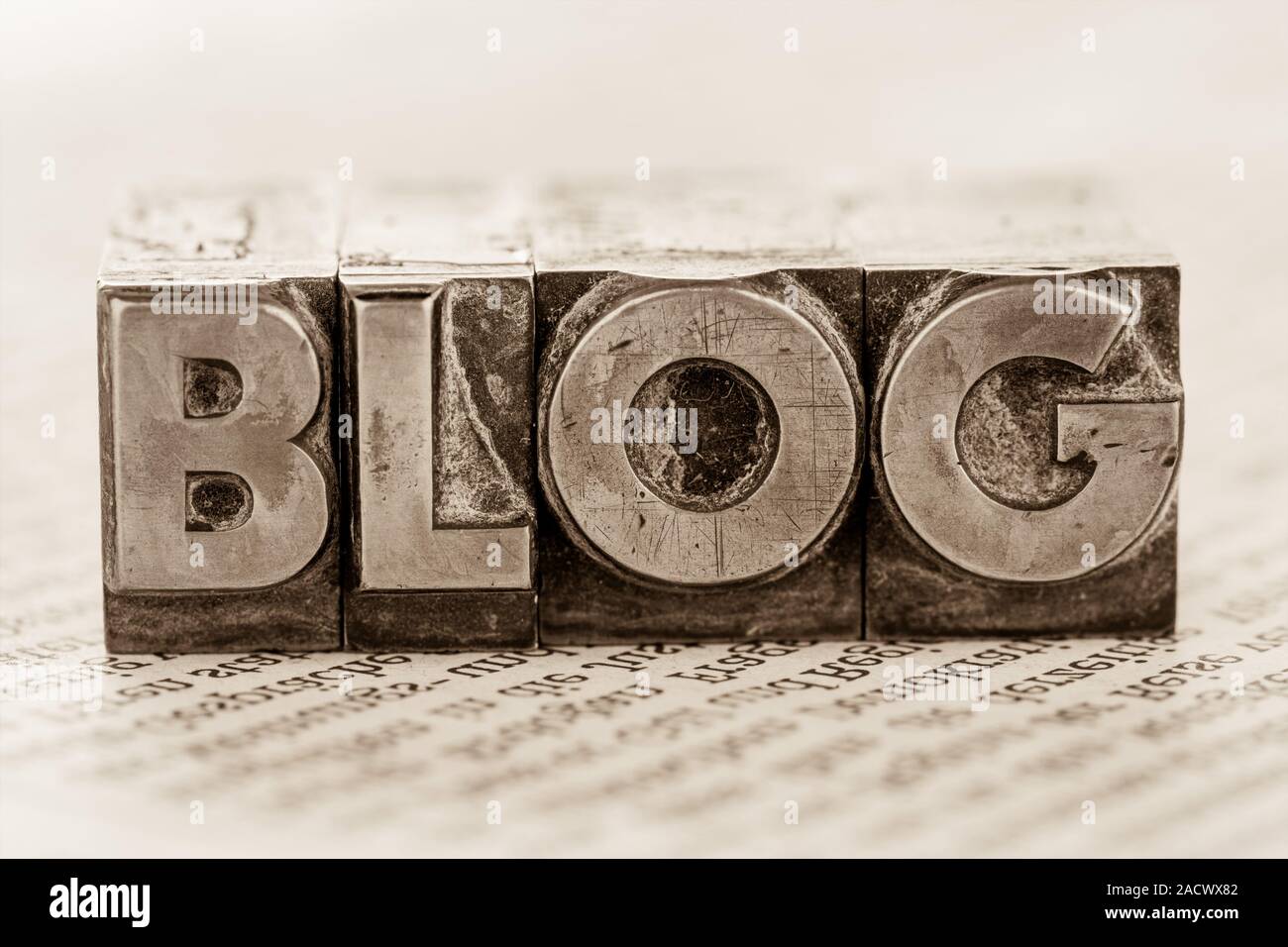 Blog in lead letters Stock Photo - Alamy