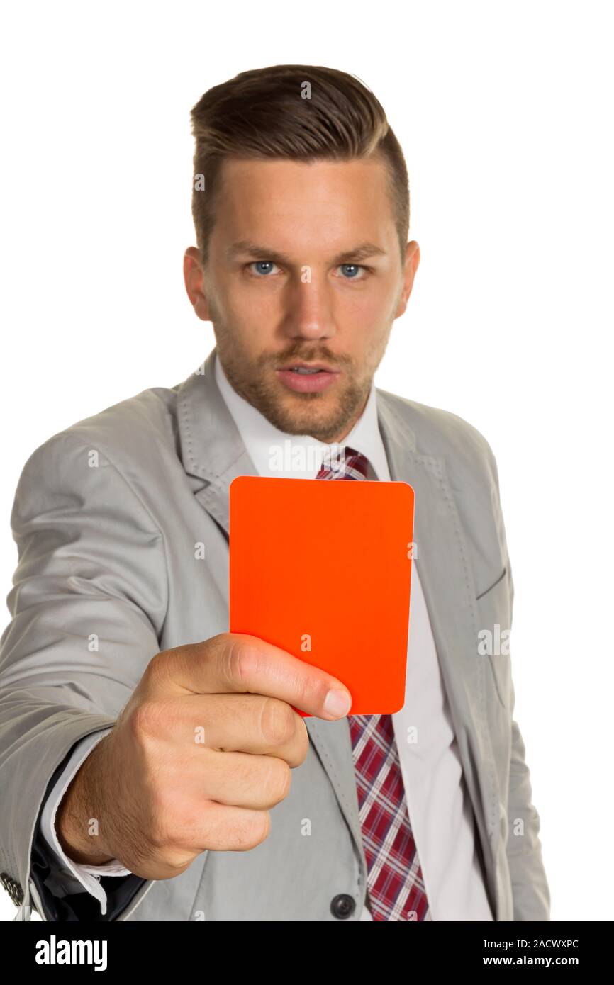 Manager with red card Stock Photo Alamy