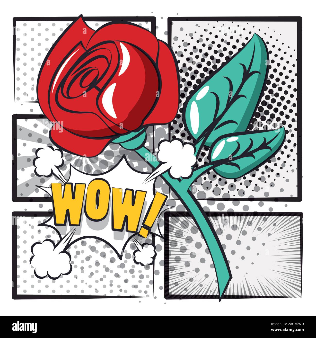 poster pop art style with rose flower Stock Vector Image & Art - Alamy