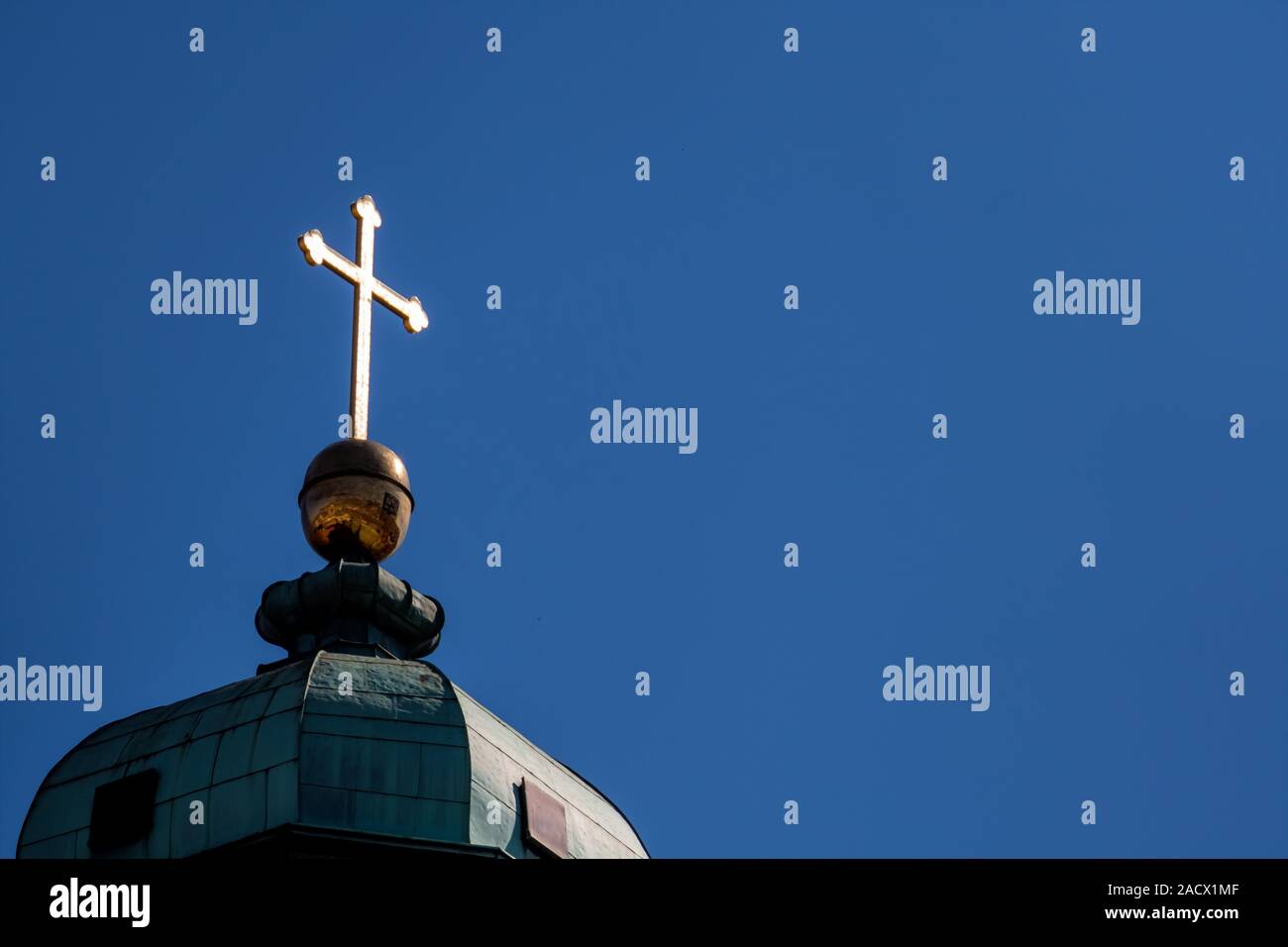 Latin cross on a roof Stock Photo