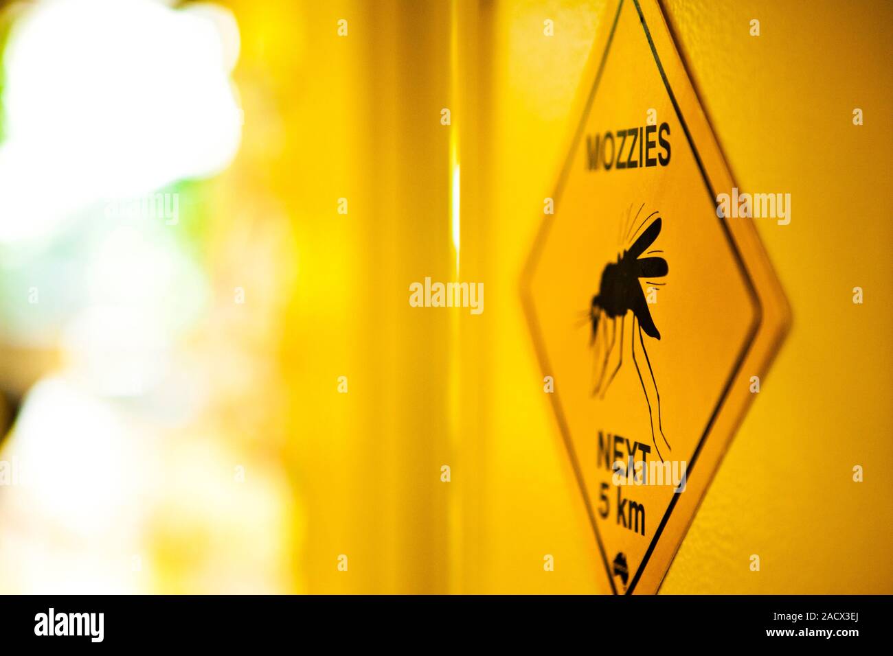 Laboratory sign warning of mosquitoes. Several mosquito species are