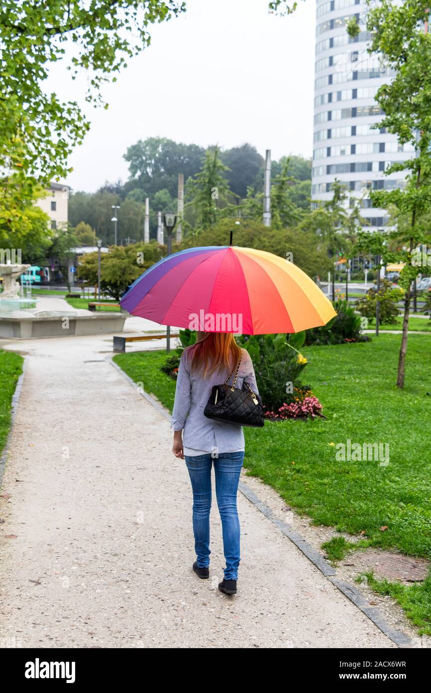 Woman with umbrella Stock Photo