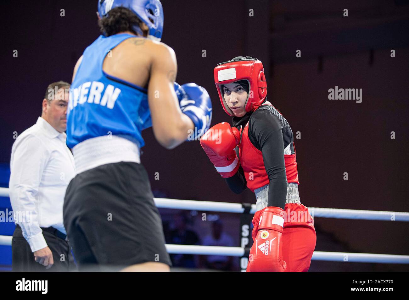 Berlin, Deutschland. 01st Aug, 2019. Zeina NASSER r. (red) versus Jaqueline  HATCHER (blue), Action, Session 5 - Quarter Finals, Women W Lightweight  (W60kg) Jaqueline HATCHER (Blue) vs. Zeina NASSER (Red), 01.08.2019 German