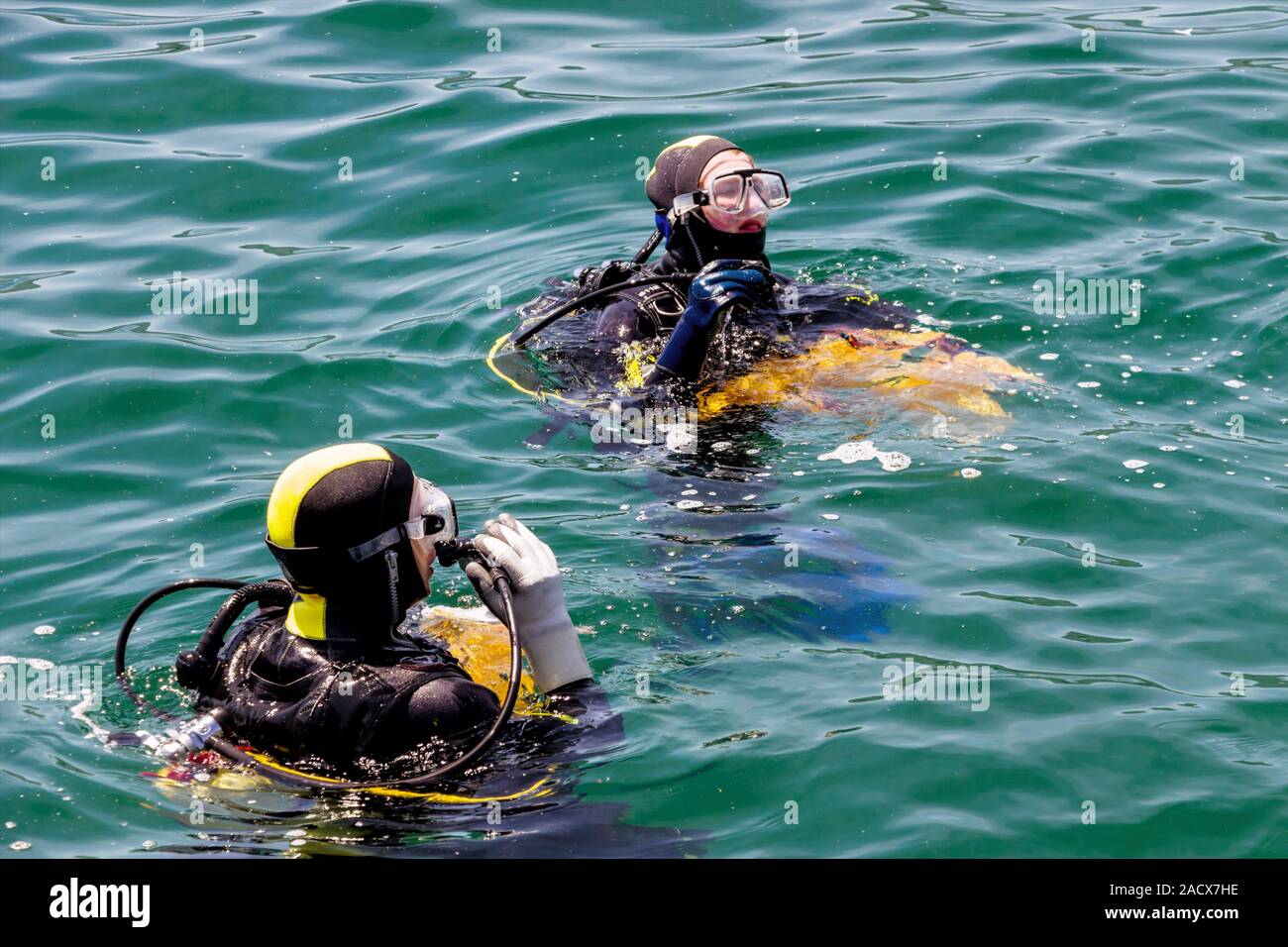 Rescue diver deployment Stock Photo