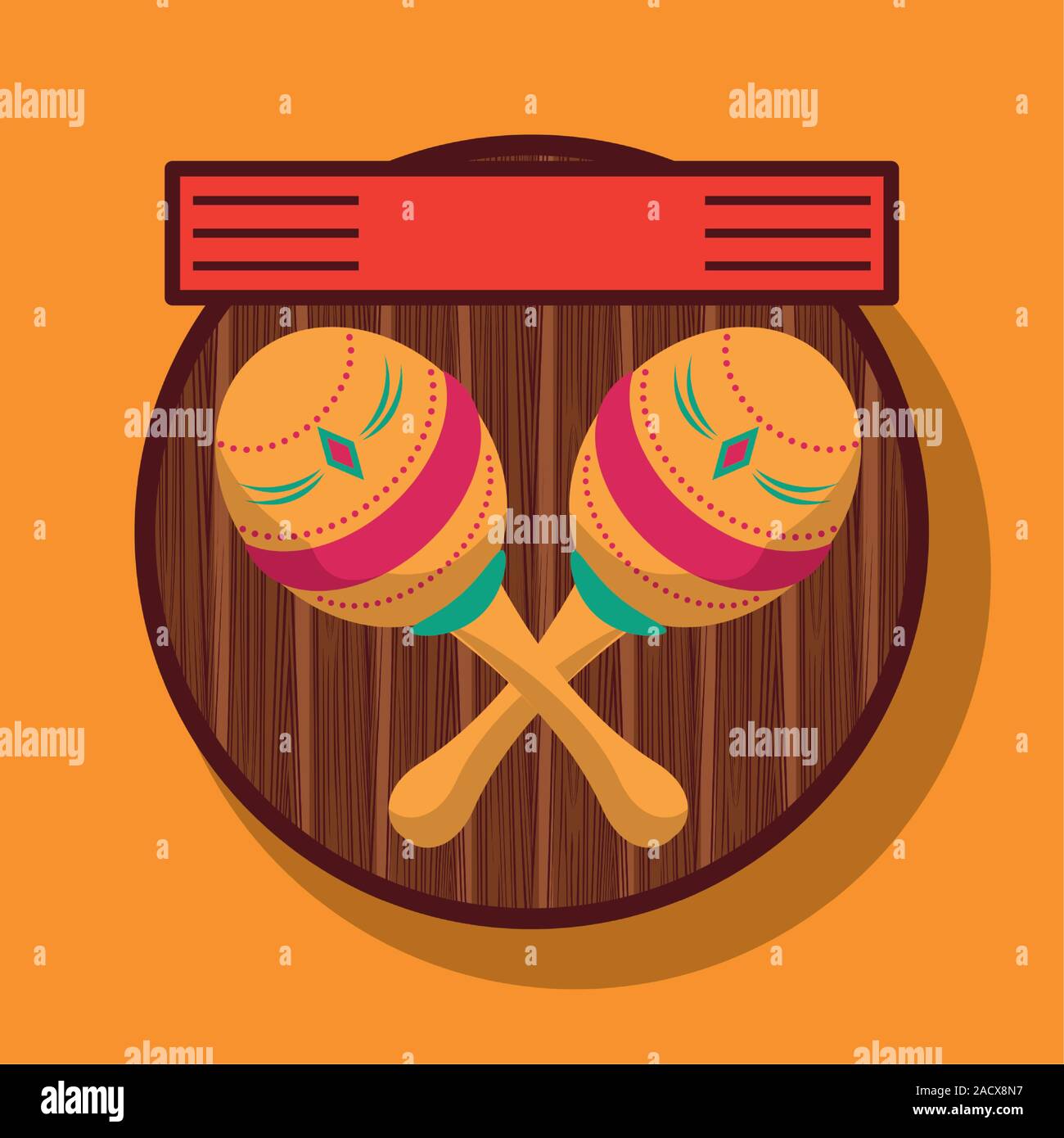 maracas mexican culture with ribbon frame Stock Vector Image & Art Alamy