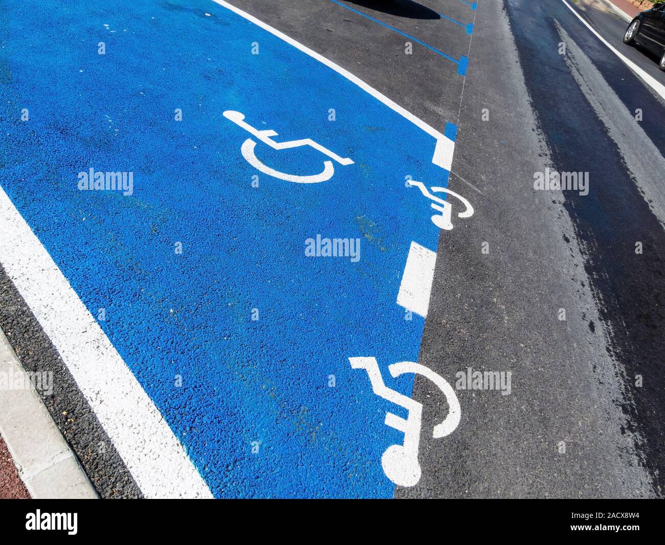 Parking for wheelchair users Stock Photo