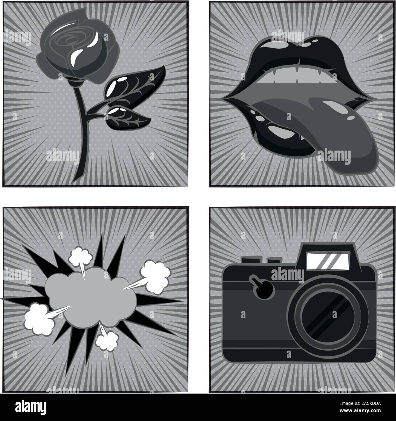 poster pop art style with set icons Stock Vector