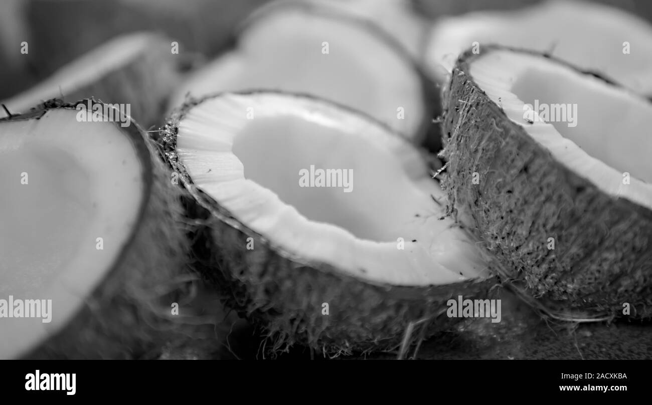 Coconut parts Black and White Stock Photos & Images - Alamy