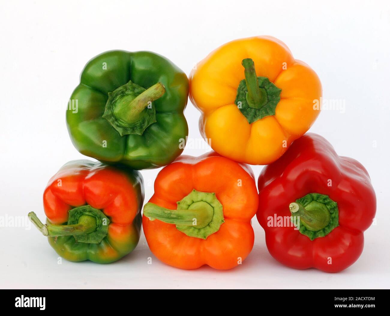 Colorful sweet peppers isolated on white landscape Stock Photo - Alamy
