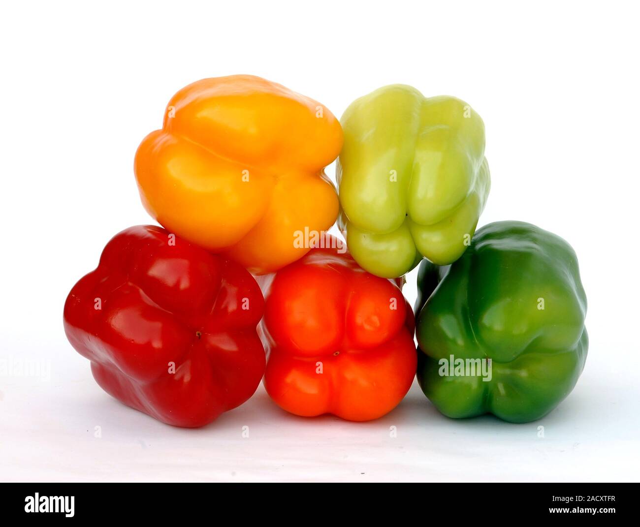Colorful sweet peppers isolated on white landscape Stock Photo - Alamy