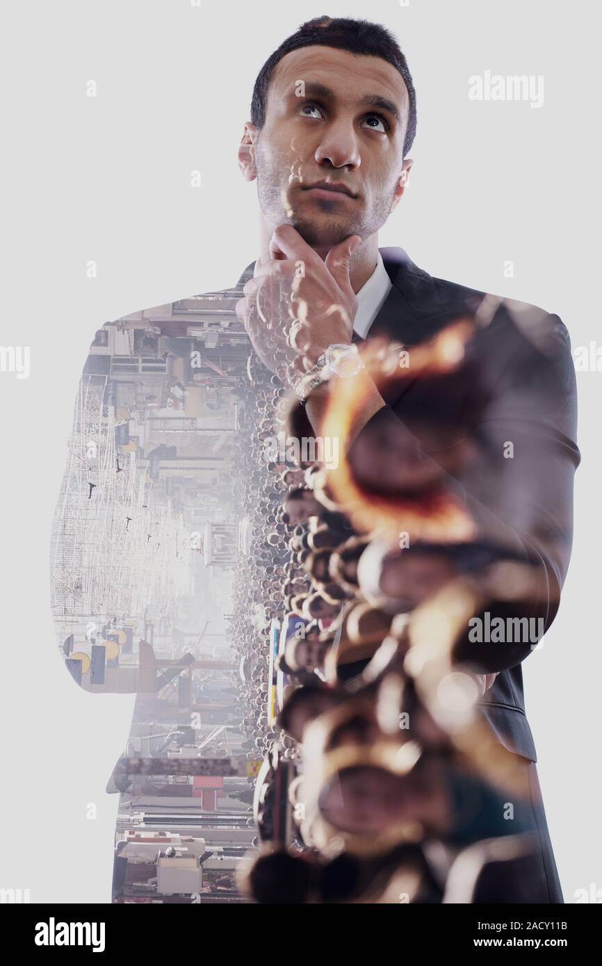 Double exposure portrait smile hi-res stock photography and images - Alamy