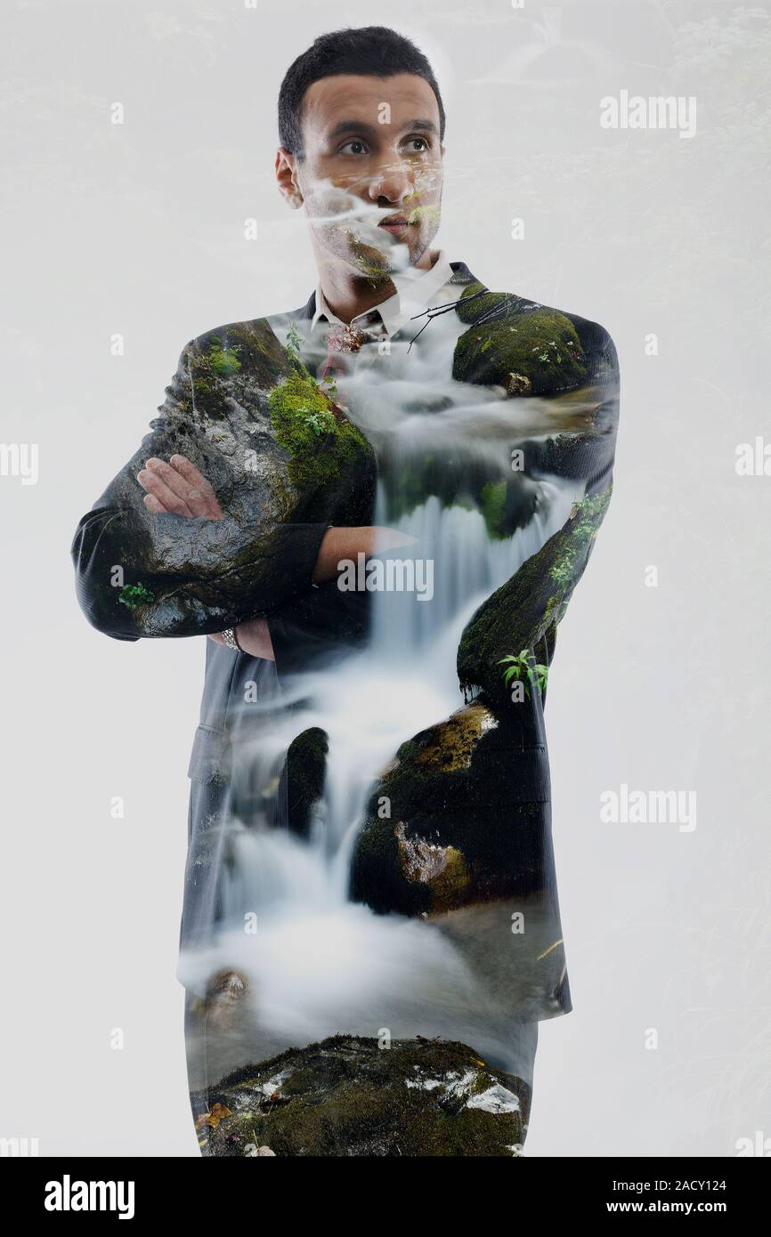 Double exposure portrait happy hi-res stock photography and images - Alamy