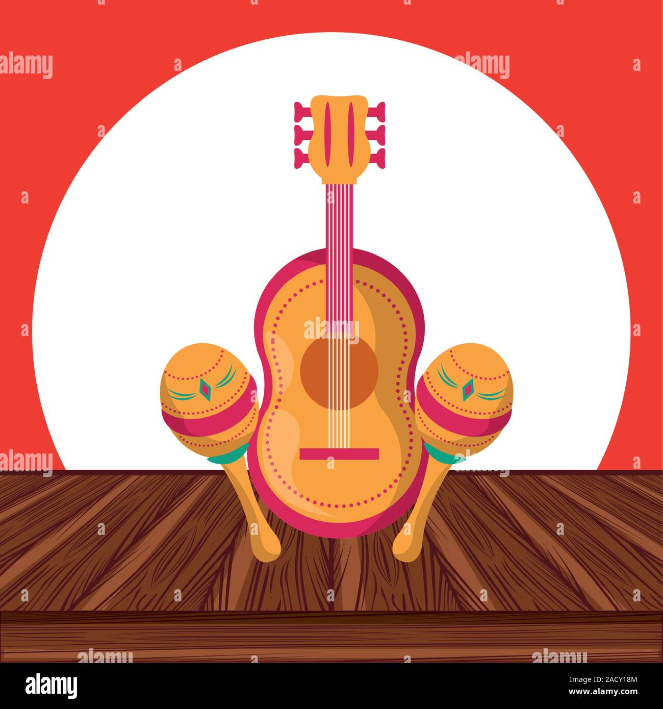 maracas and guitar mexican culture Stock Vector Image & Art - Alamy