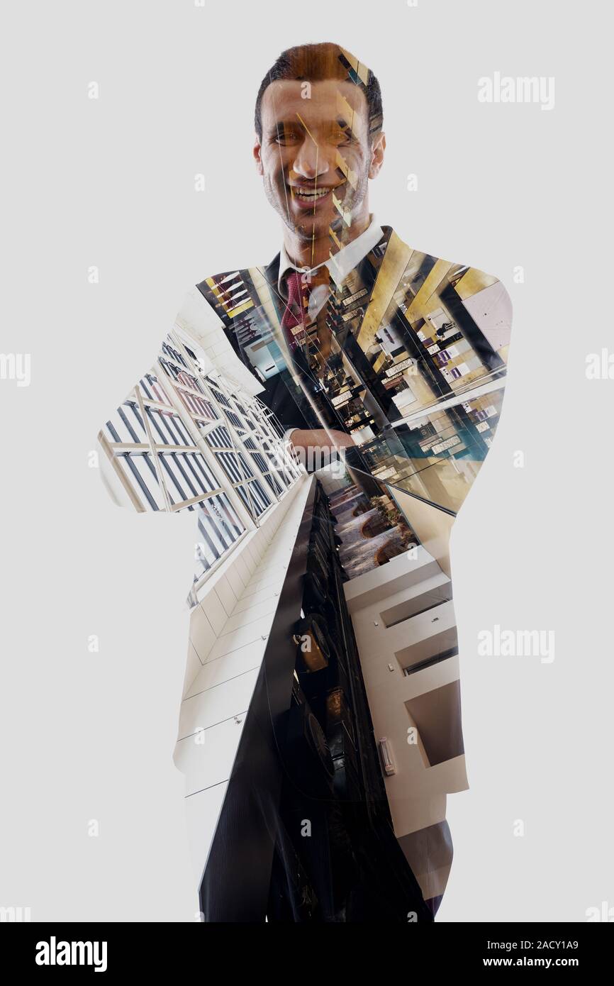 Double exposure portrait smile hi-res stock photography and images - Alamy