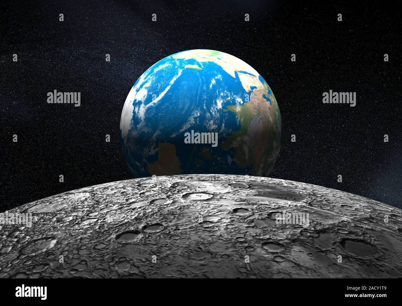 Earthrise from the Moon, artwork Stock Photo - Alamy