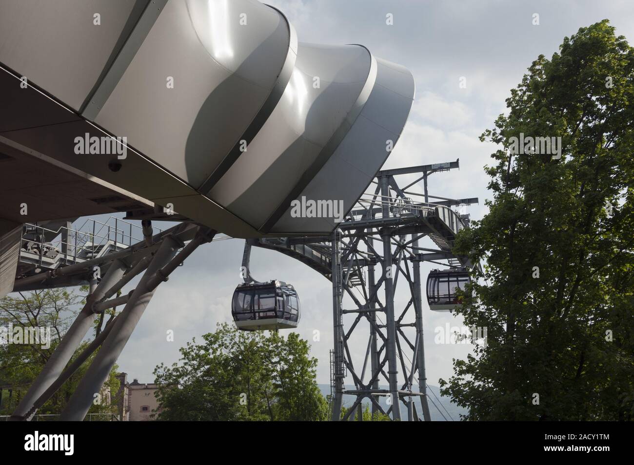 Cable car station in Koblenz Stock Photo