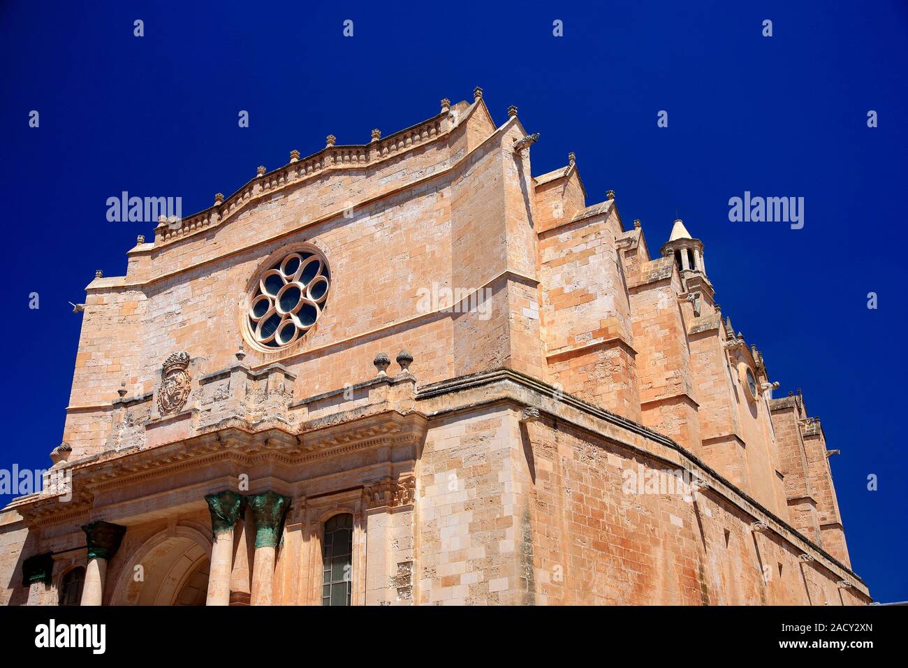 Exterior view of the Cathedral of Santa Maria, Ciutadella City, Isle of Menorca, Balearic Isles, Spain Stock Photo