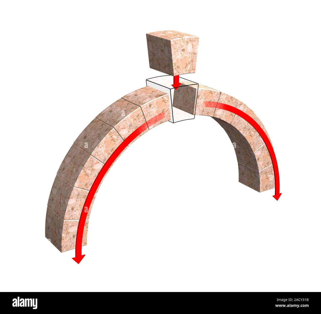 Roman arch construction. Computer artwork showing the design of an Ancient Roman architectural