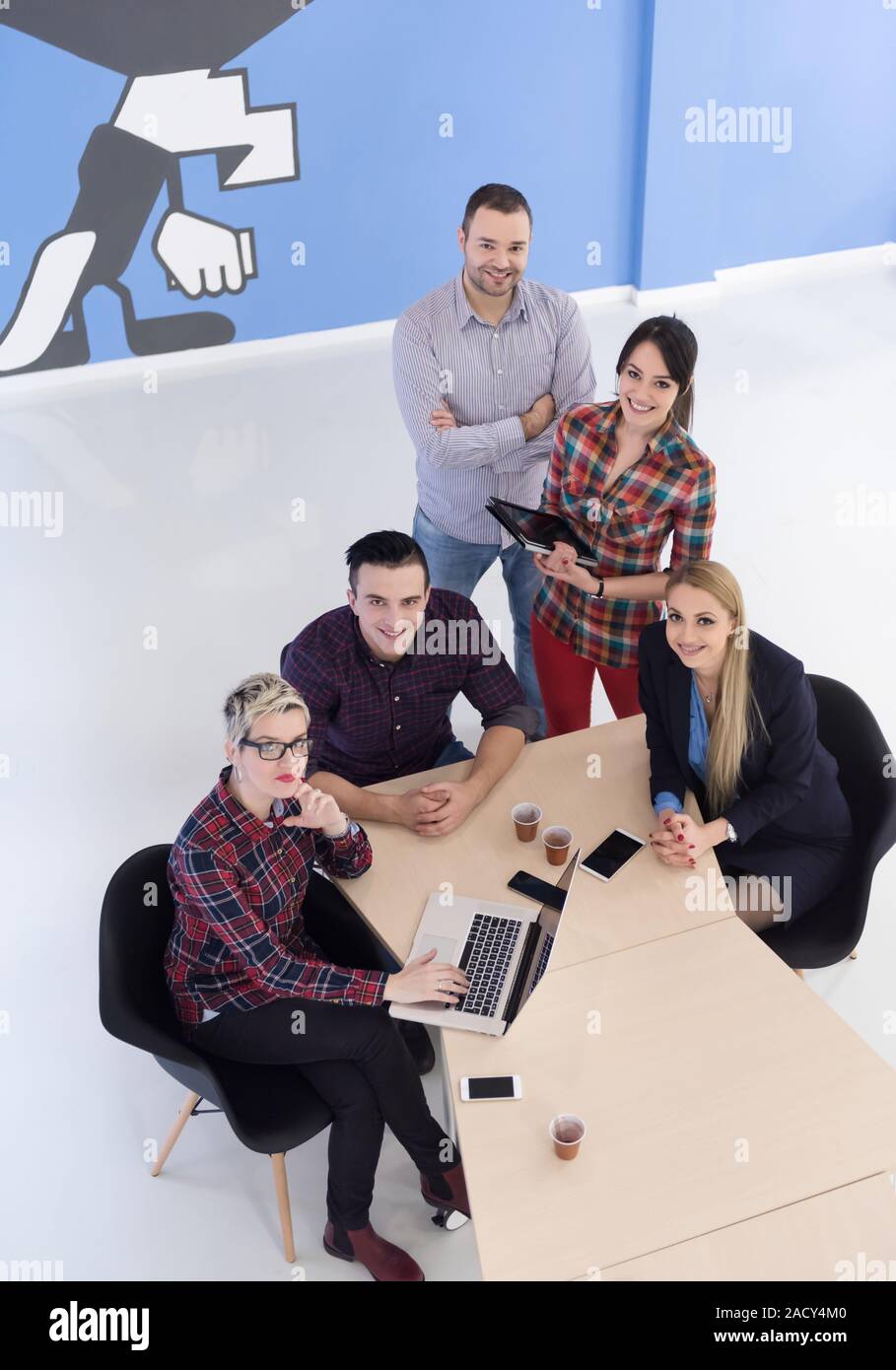 aerial view of Business people group on meeting Stock Photo - Alamy