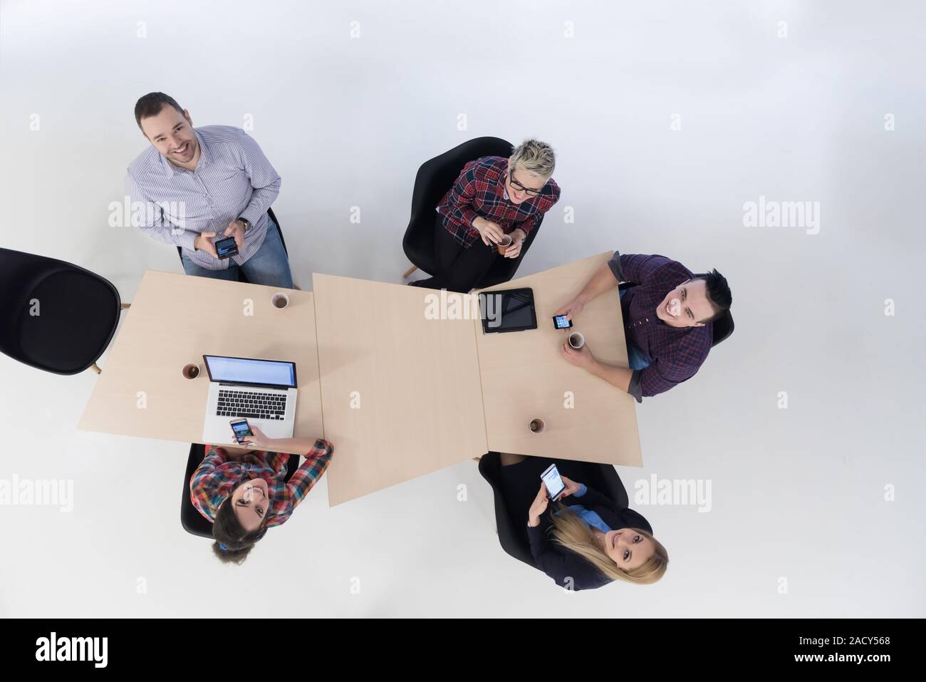 aerial view of Business people group on meeting Stock Photo - Alamy