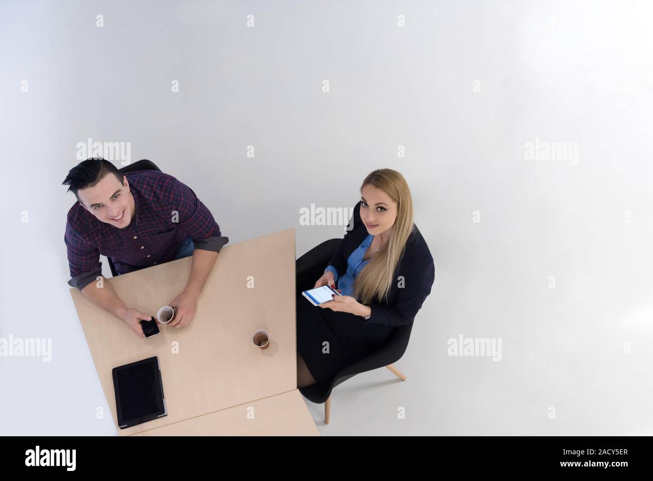 aerial view of Business people group on meeting Stock Photo - Alamy