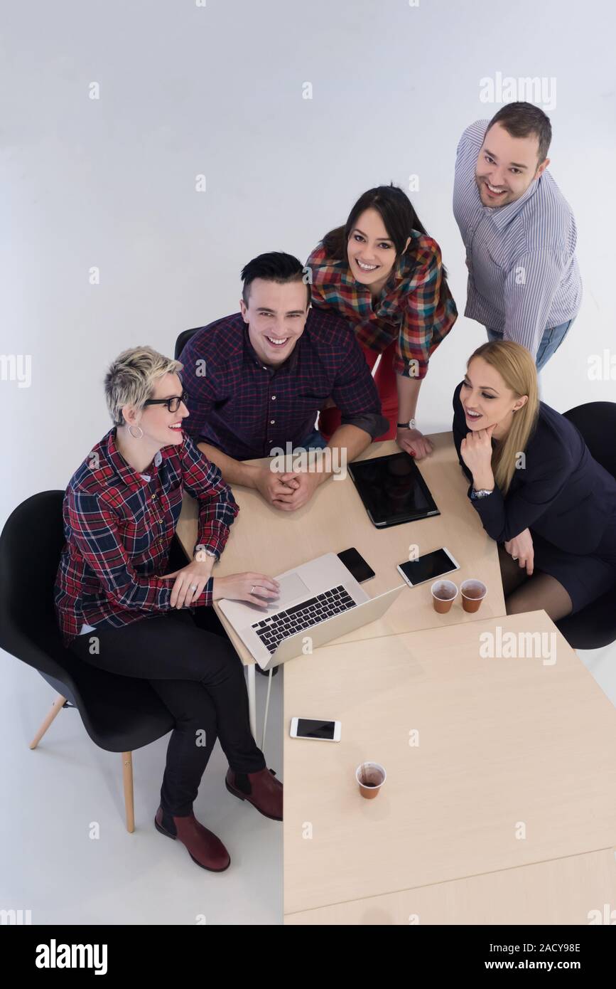 aerial view of Business people group on meeting Stock Photo - Alamy