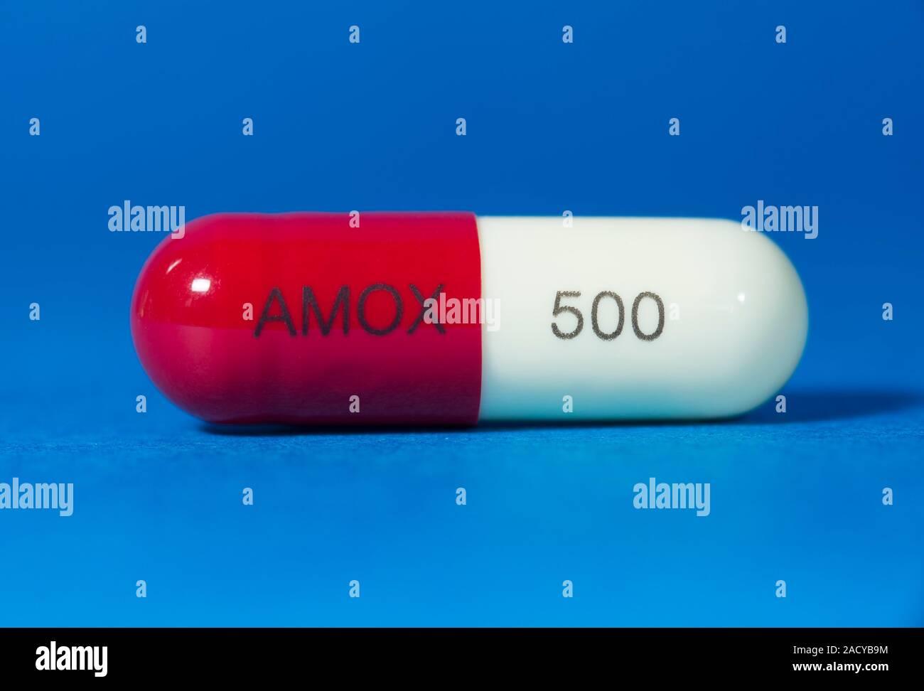 Amoxicillin antibiotic drug. Single capsule of the antibiotic drug