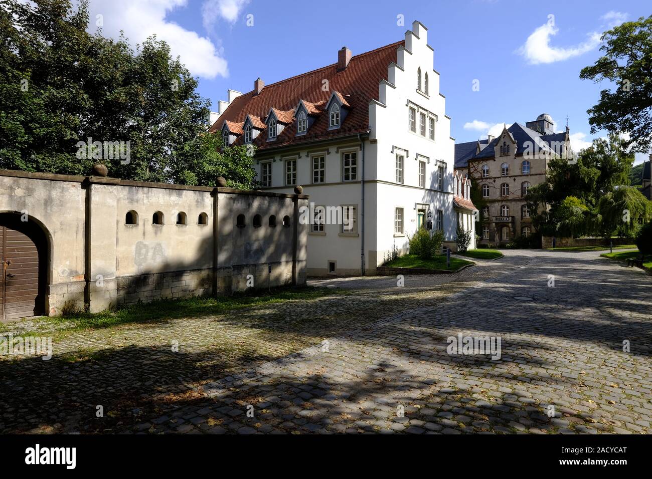 Kloster Schulpforte with monastery garden in Schulpforte near Naumburg on the Romanesque Road, Burgenlandkreis, Saxony-Anhalt, G Stock Photo