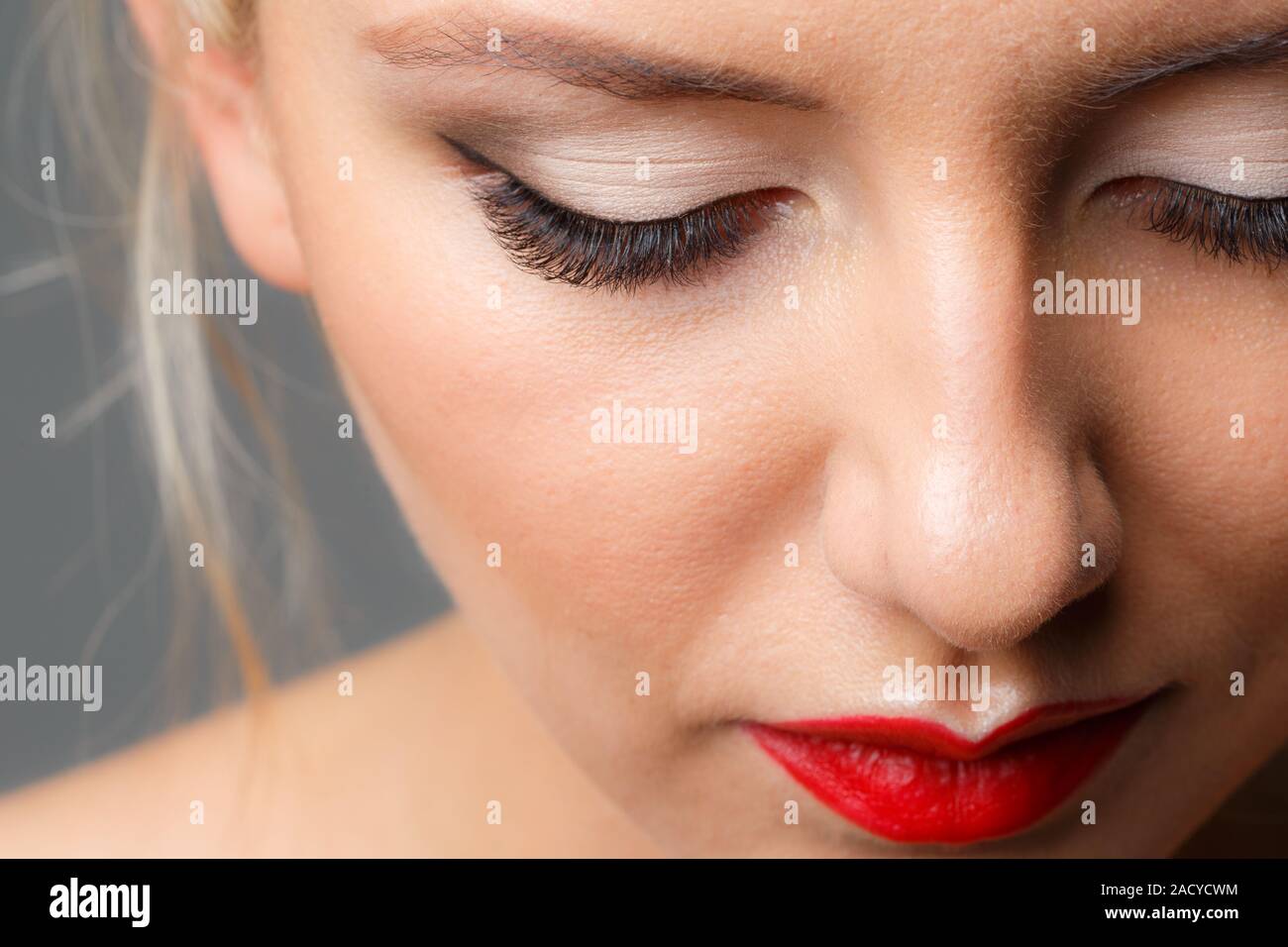 Female eye with long eyelashes Stock Photo