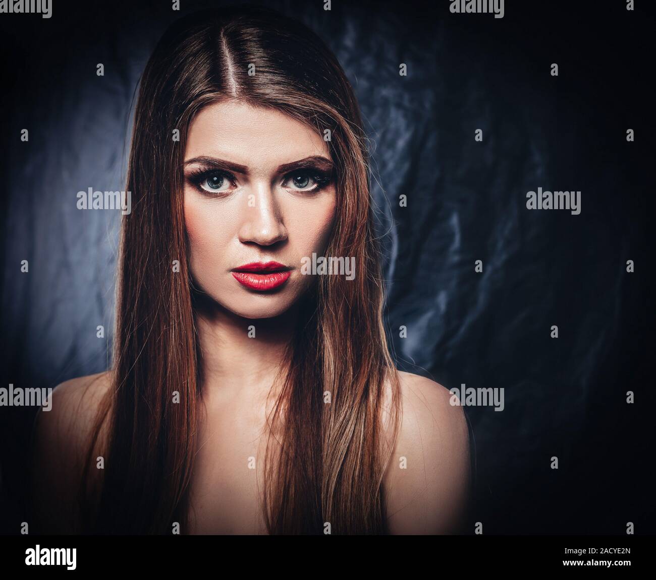 Portrait of a beautiful girl with natural makeup and well-groomed hair ...