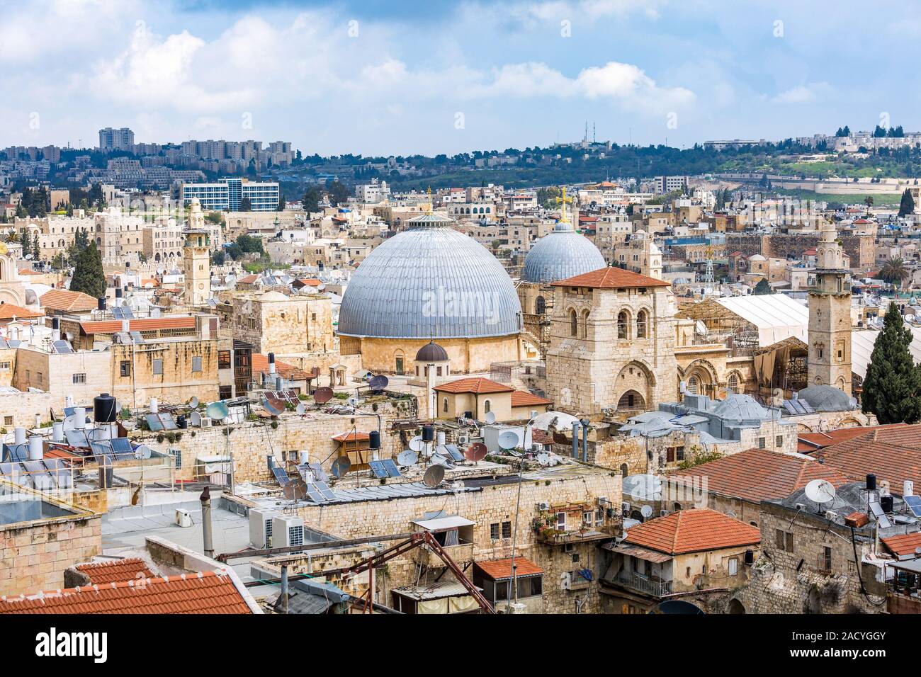 View of Jerusalem Old city at the middle of the day. Jerusalem, Israel ...