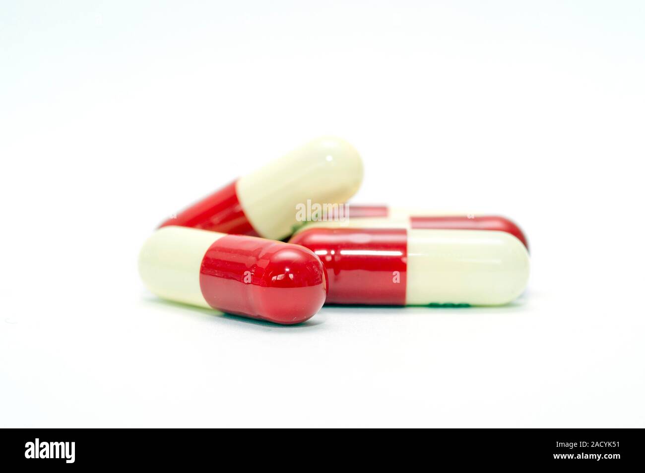 Amoxicillin antibiotic drug. Capsules of the antibiotic drug ...