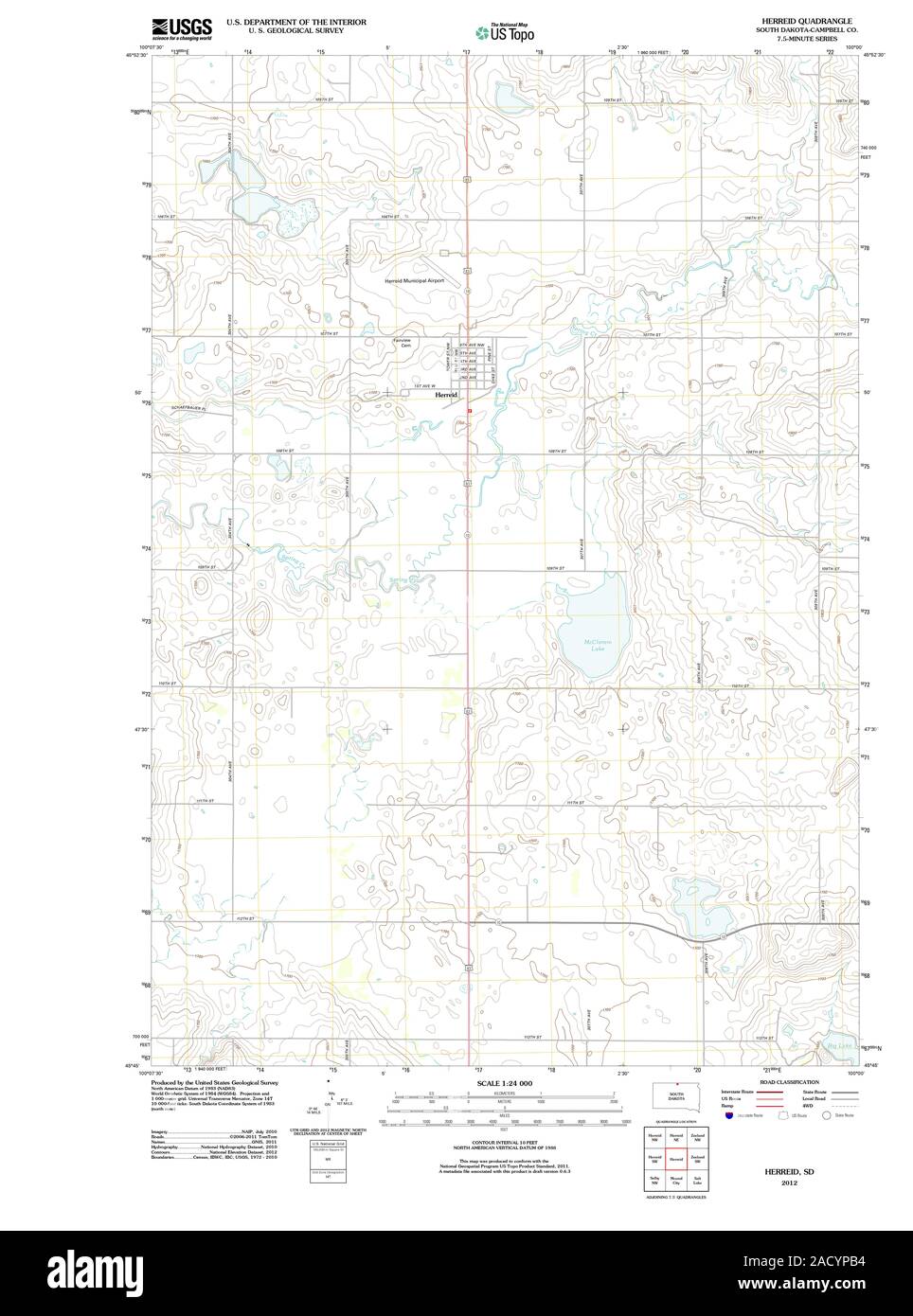 USGS TOPO Map South Dakota SD Herreid 20120614 TM Restoration Stock ...
