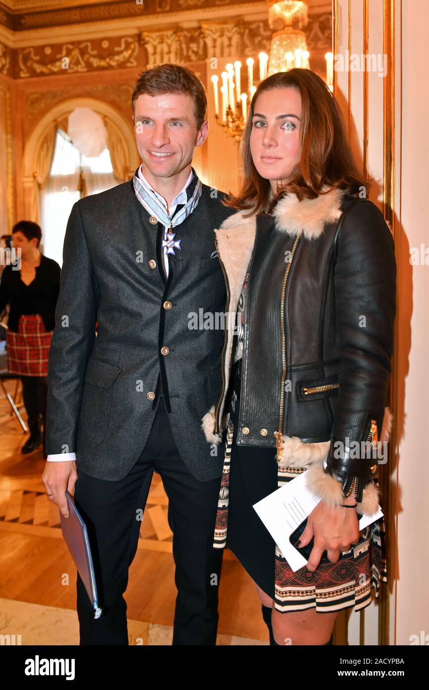 Munich Germany 03rd Dec 2019 Thomas Mueller Muller Bayern Munich With Wife Lisa Presentation Of The Bavarian Order Of Merit In The Prinz Carl Palais In Munich On 03 12 2019 Usage Worldwide