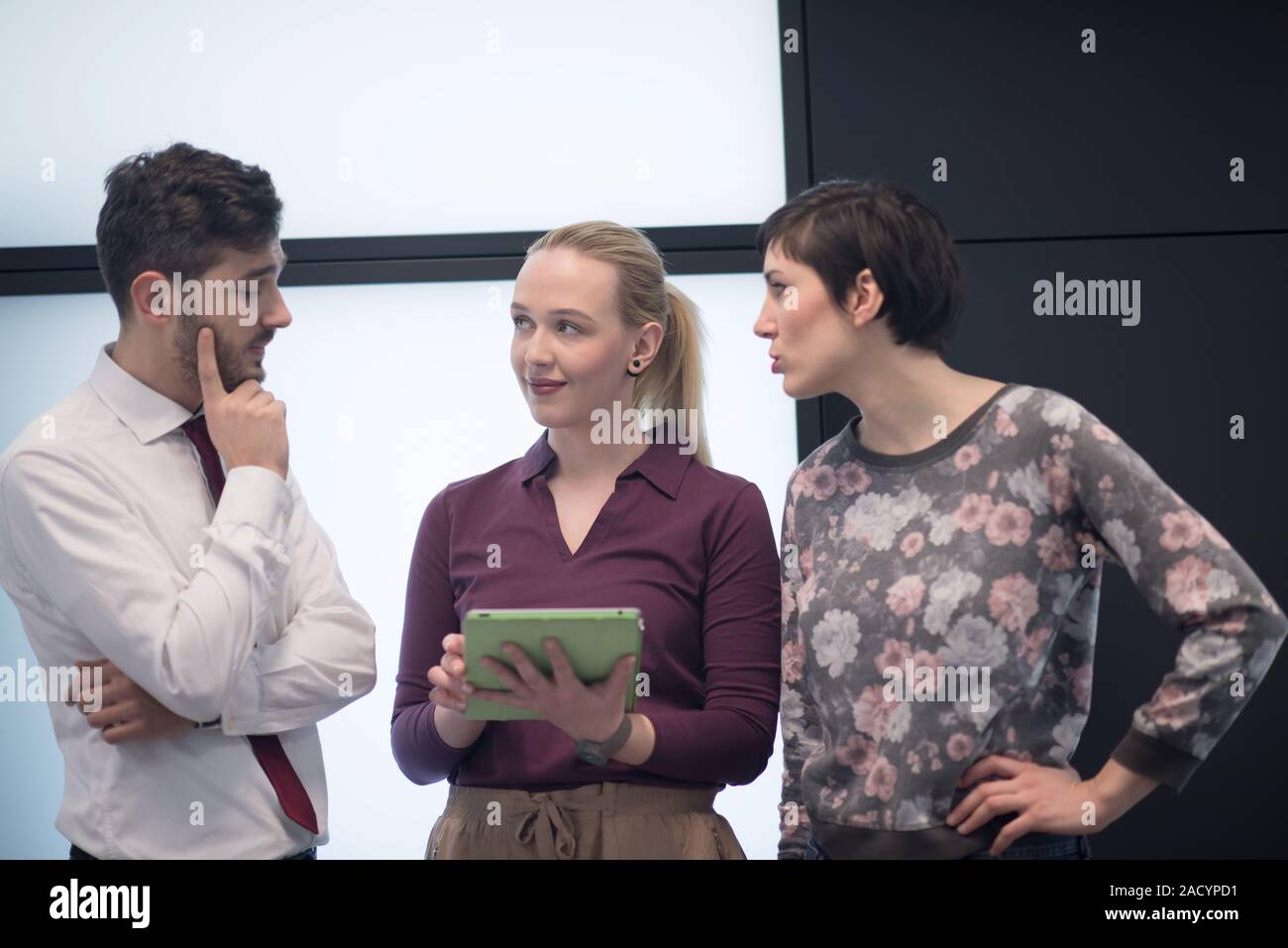 young Business people group working on tablet Stock Photo