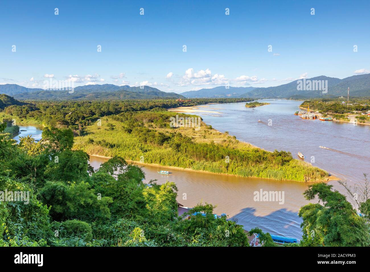 Golden Triangle at Mekong River, Chiang Rai Province, Thailand Stock Photo