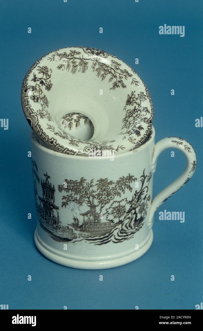Ceramic spittoon, circa 1880. Spittoons were receptacles made for