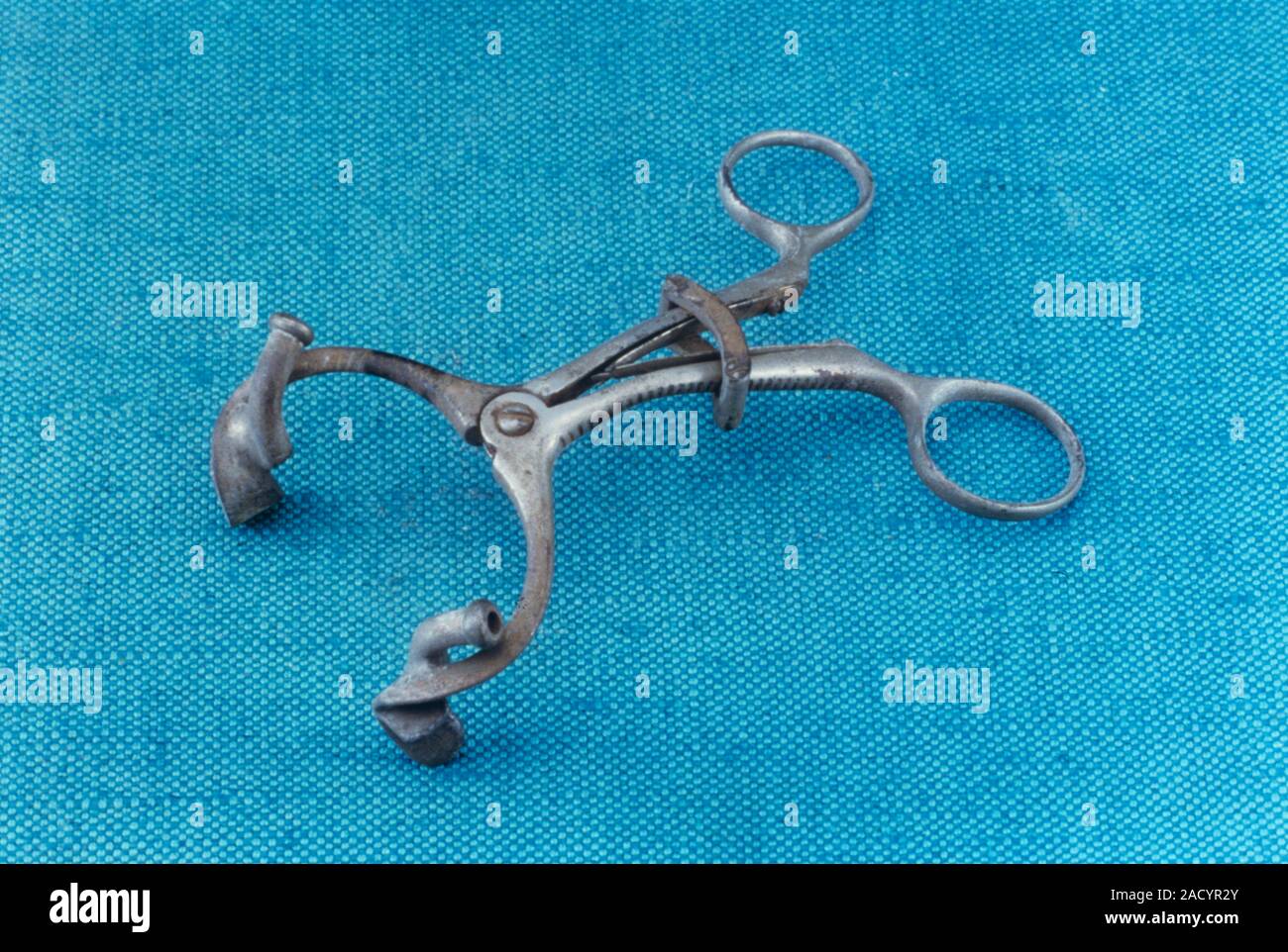 Barton's surgical mouth gag, 1920. Mouth gags were used to keep a