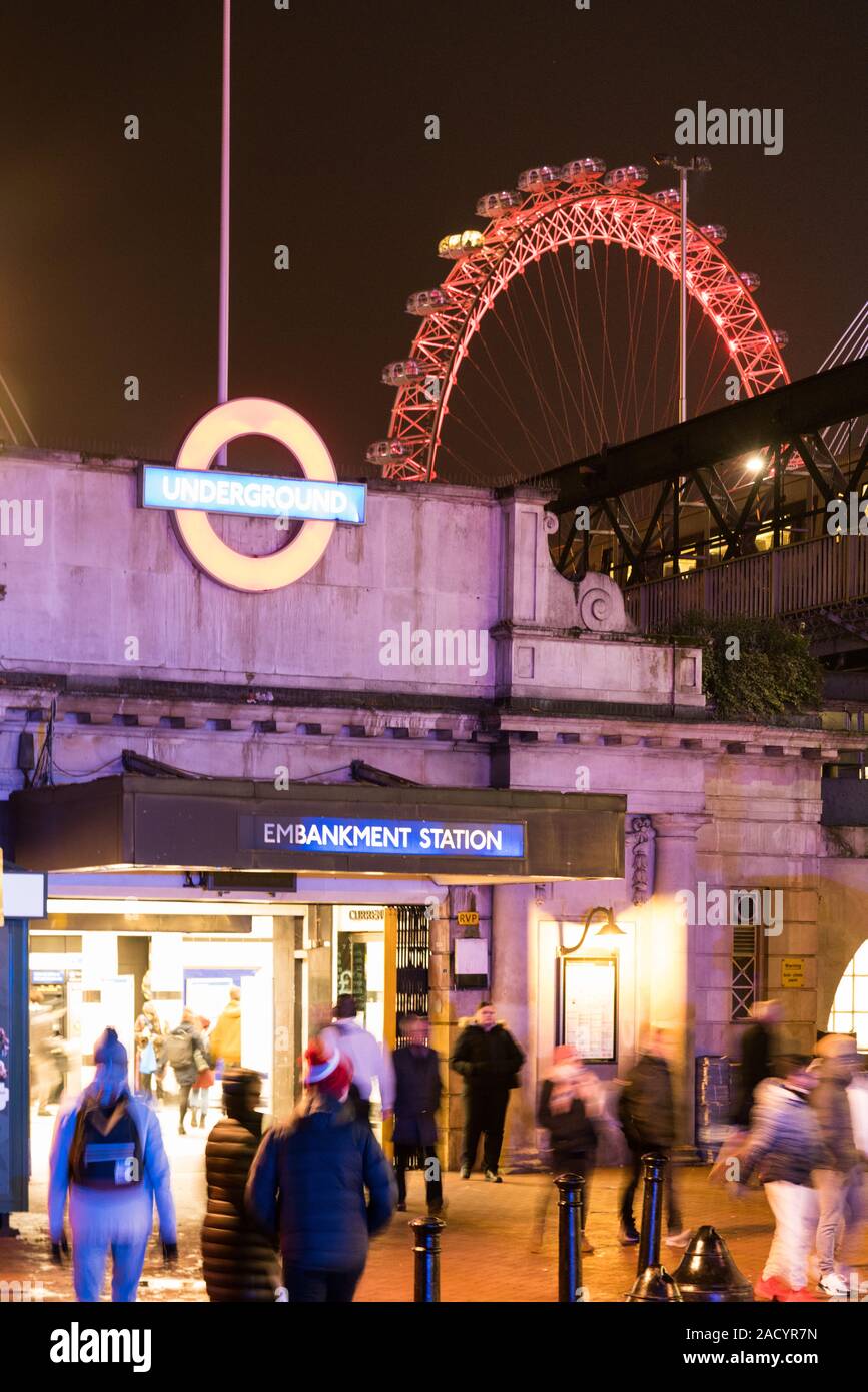 Embankment Underground tube station entrance Stock Photo