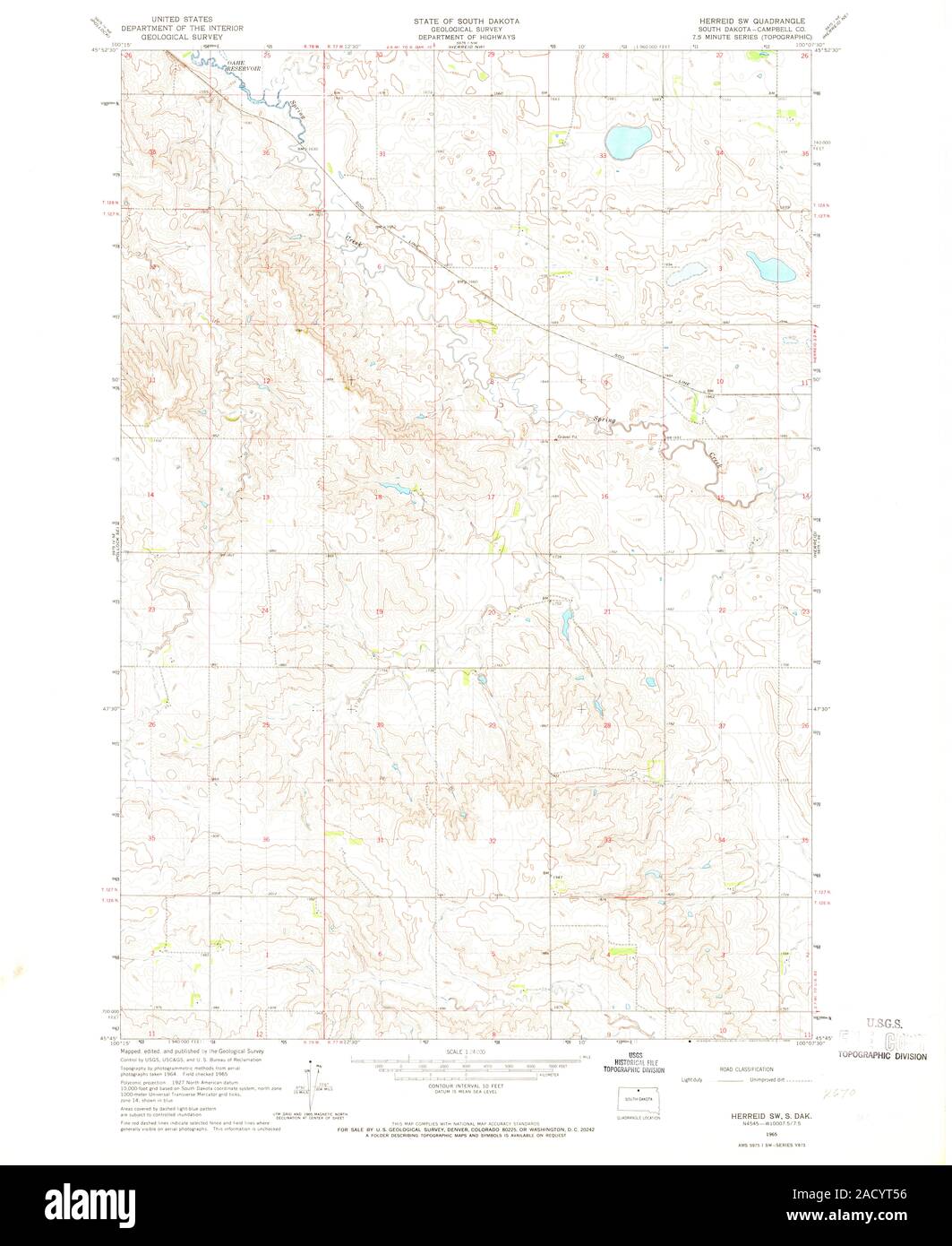 USGS TOPO Map South Dakota SD Herreid SW 343373 1965 24000 Restoration ...