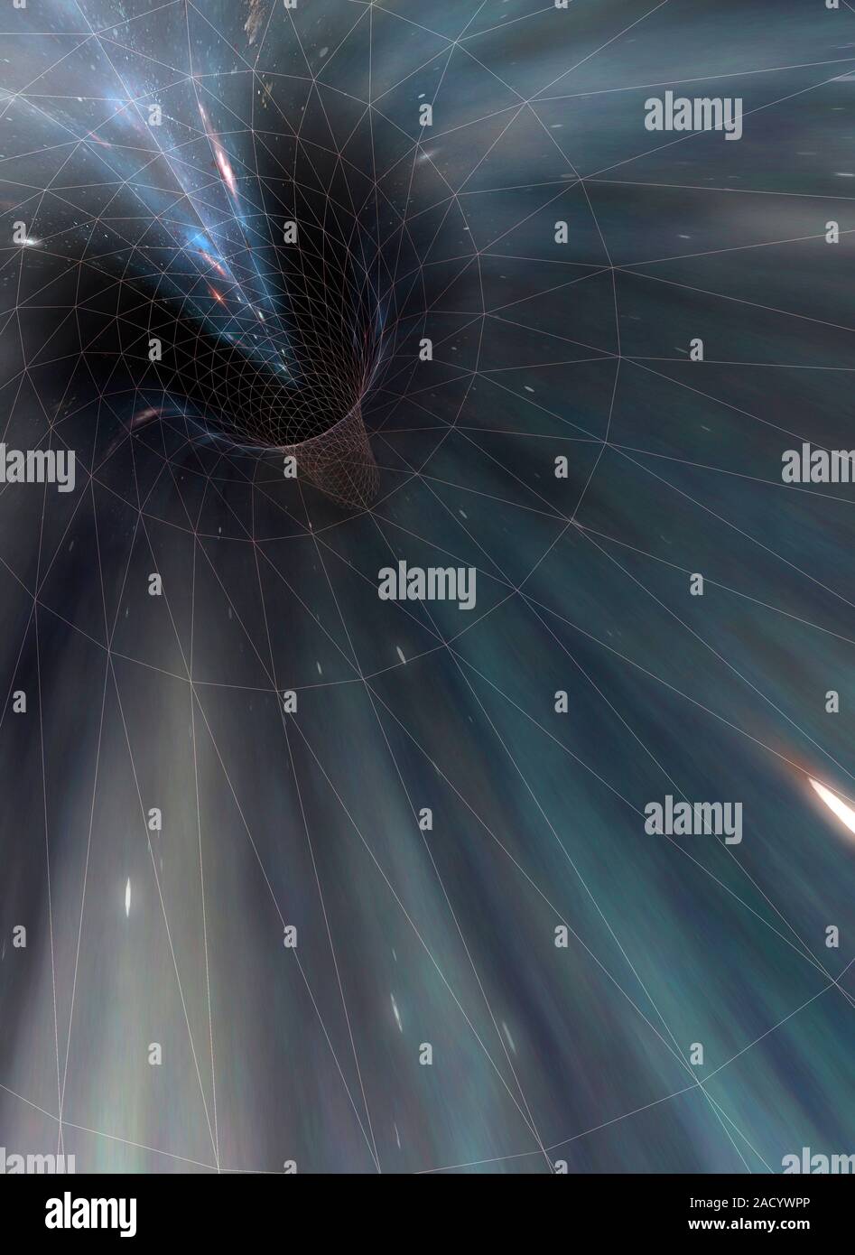 Wormhole, conceptual computer illustration. A wormhole is a ...