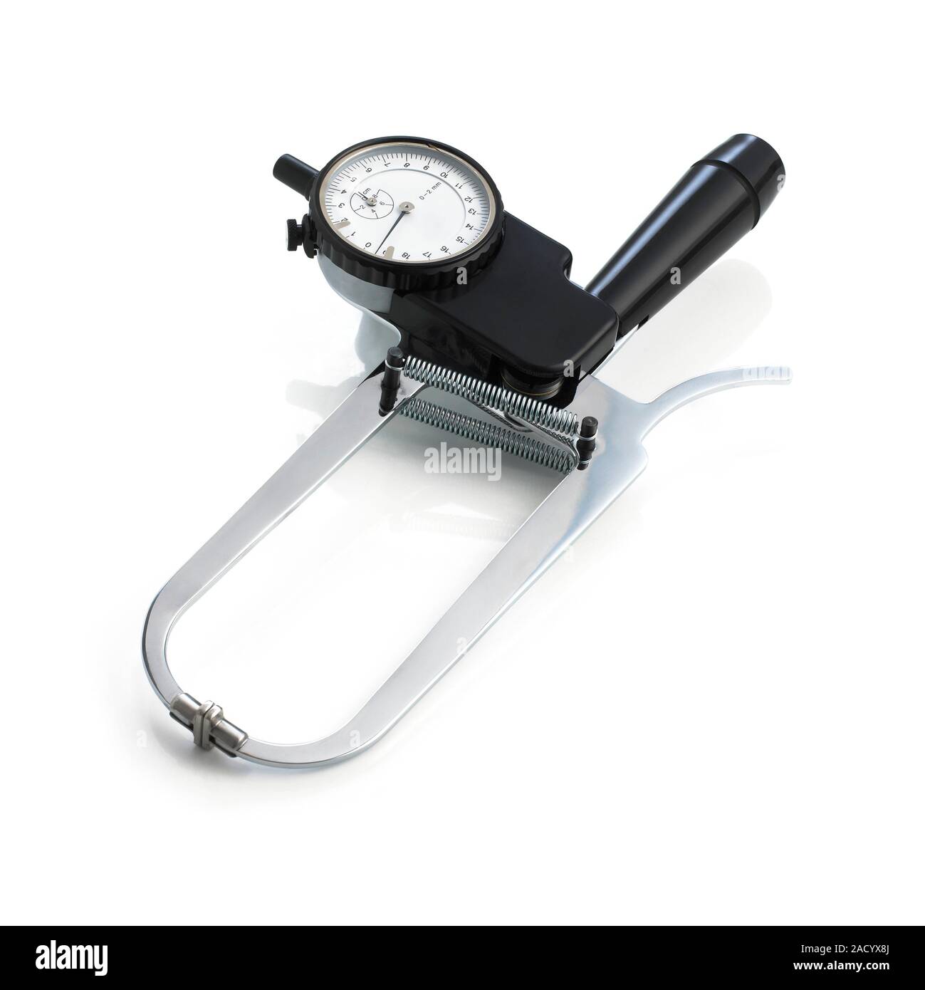 A Harpenden skinfold calliper, used to make skinfold measurements. The