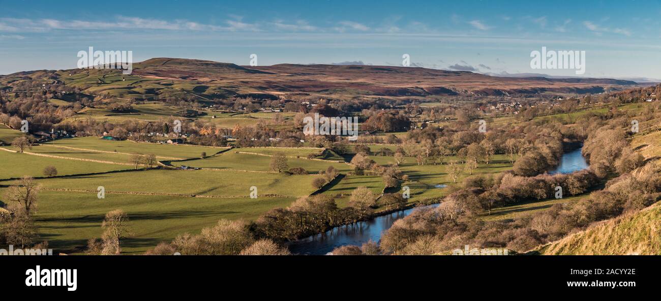 Teesdale from Whistle Crag Panorama in Autumn Stock Photo