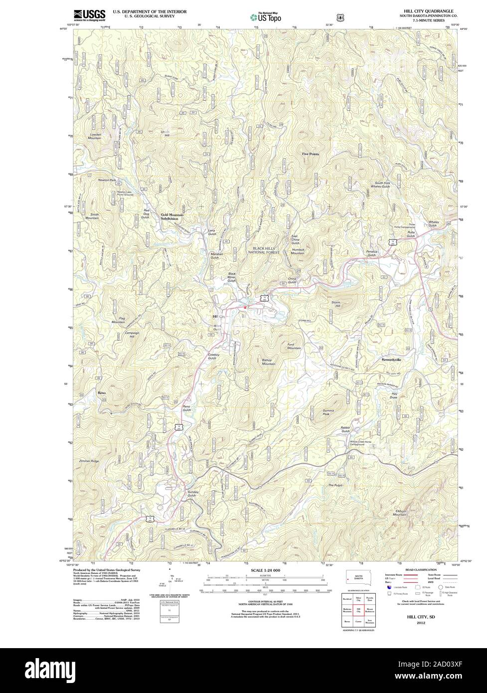 Hill city south dakota map hires stock photography and images Alamy