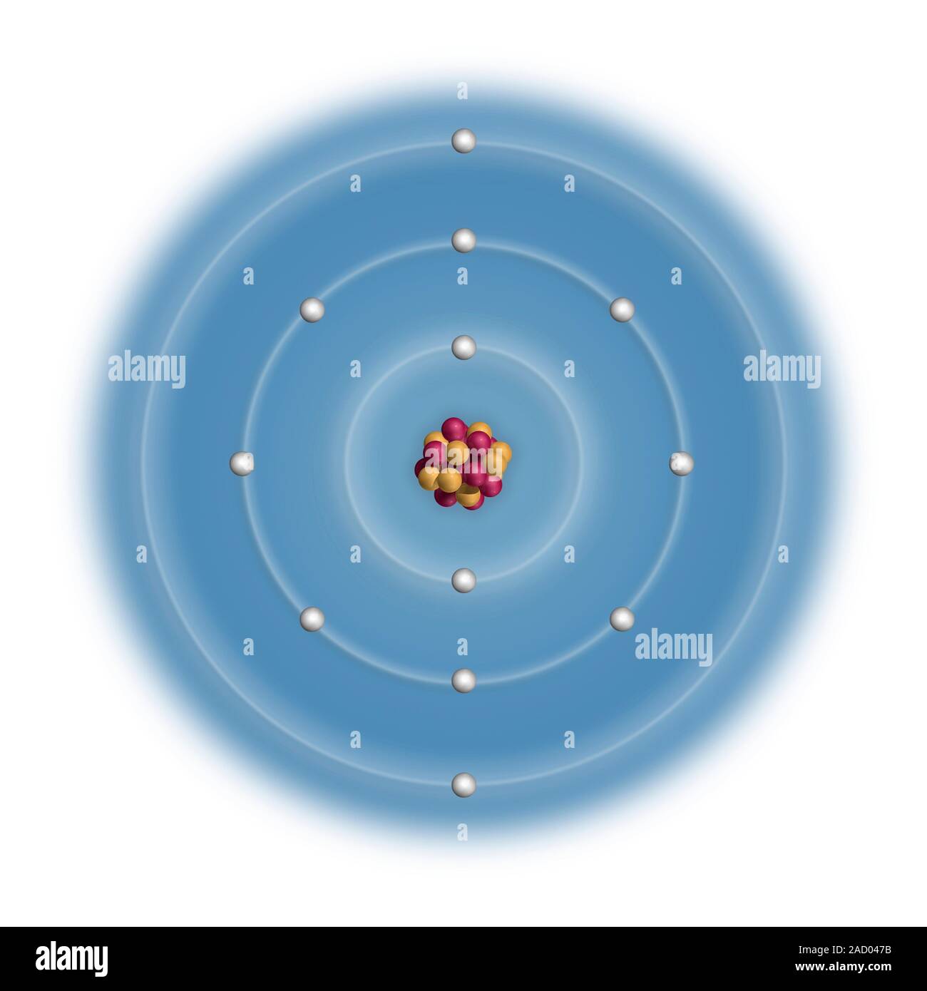 Magnesium (Mg). Diagram of the nuclear composition and electron