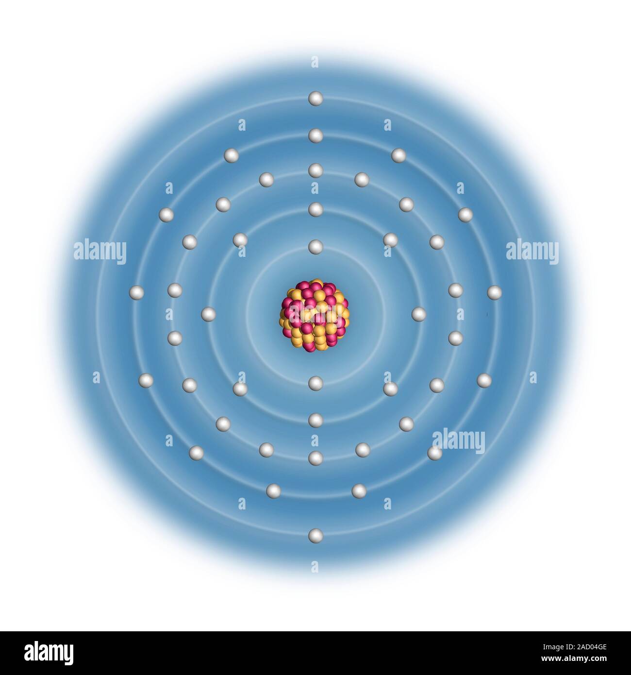 Technetium (Tc). Diagram of the nuclear composition and electron ...