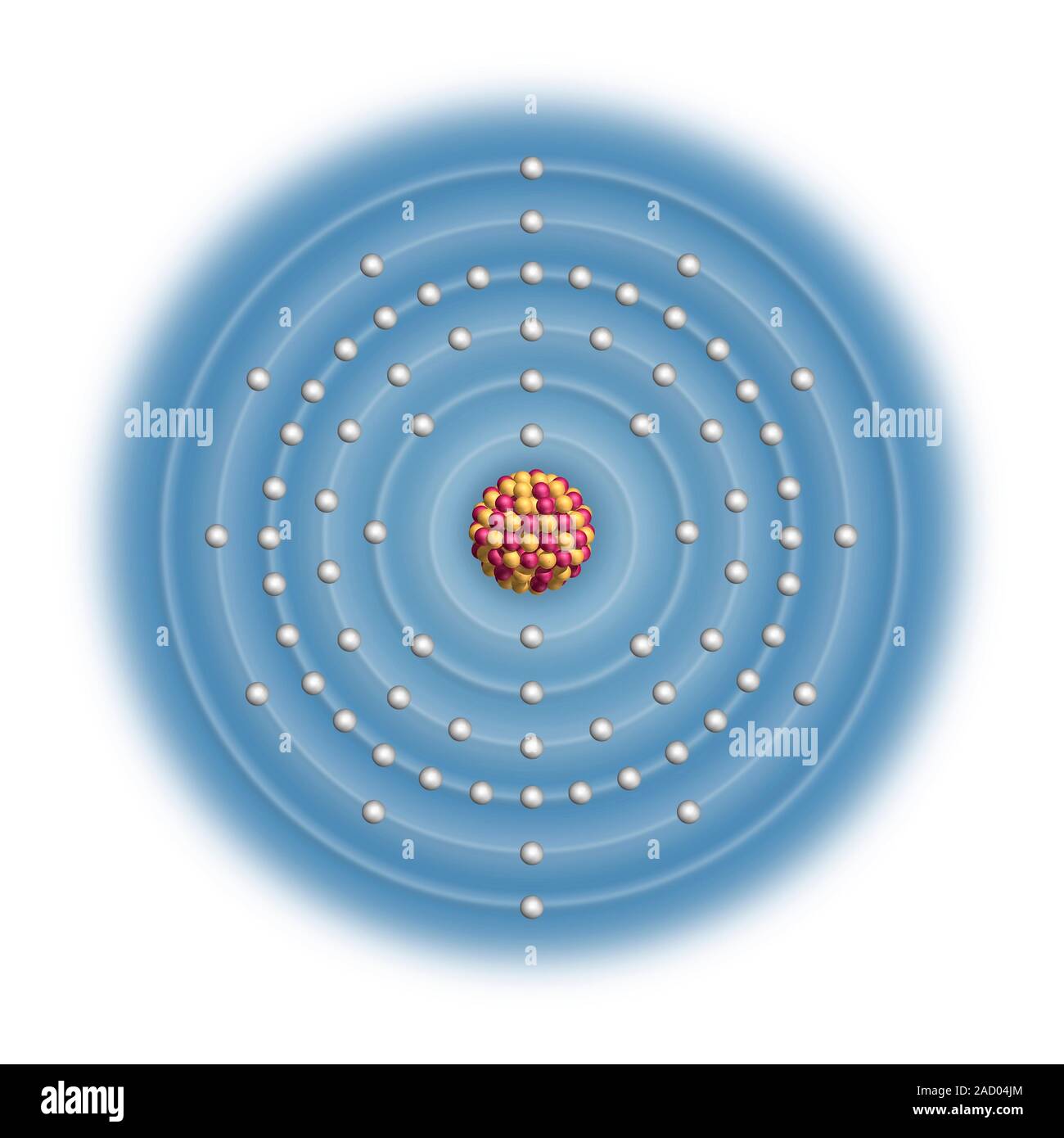 Tungsten (W). Diagram of the nuclear composition and electron